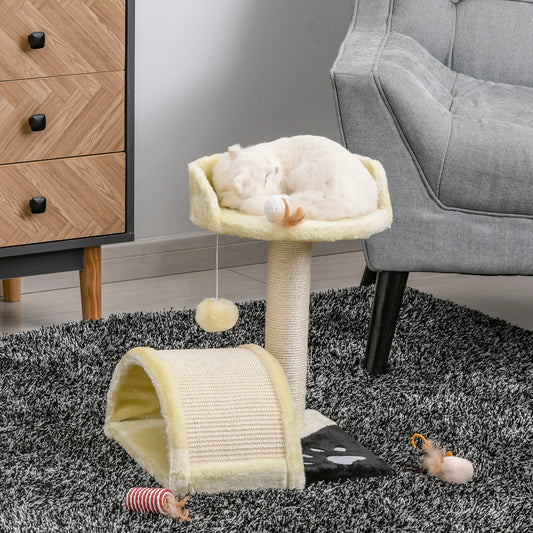 PawHut 36Lx36Wx44H cm Cat Tree Scratching Post-Beige