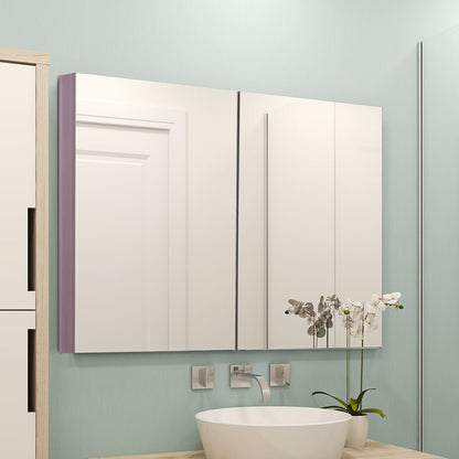 kleankin Double Door Bathroom Mirror Cabinet