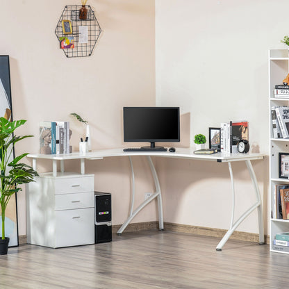 L-Shaped Computer Desk Table with Storage Drawer Home Office Corner Industrial Style Workstation