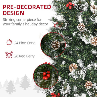 5 Foot Snow Dipped Artificial Christmas Tree Slim Pencil Xmas Tree with 402 Realistic Branches