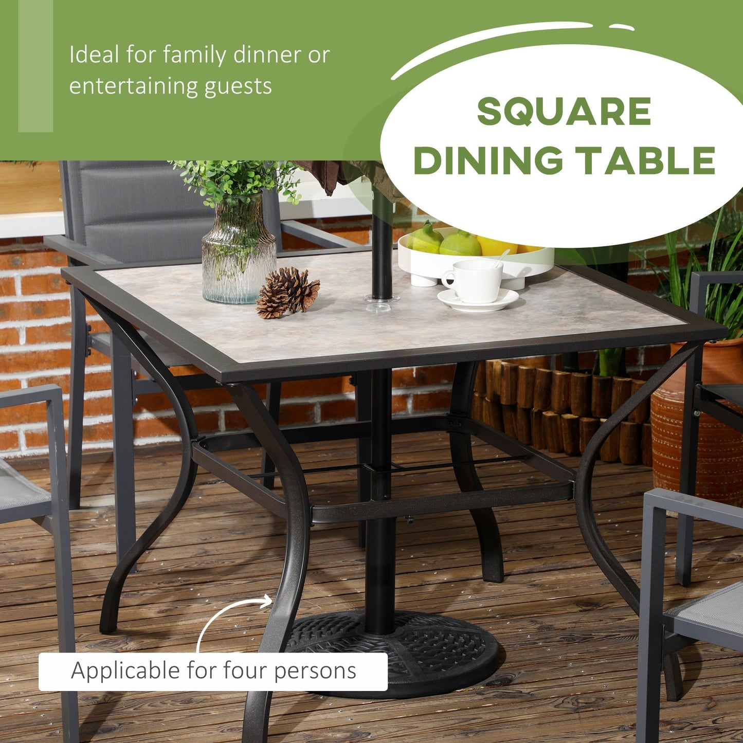 94 * 94 cm Garden Table with Parasol Hole