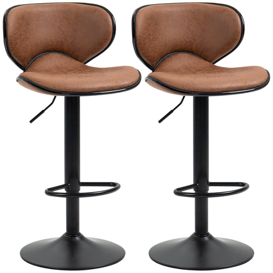 Bar Stool Set of 2 Microfiber Cloth Adjustable Height Armless Chairs with Swivel Seat