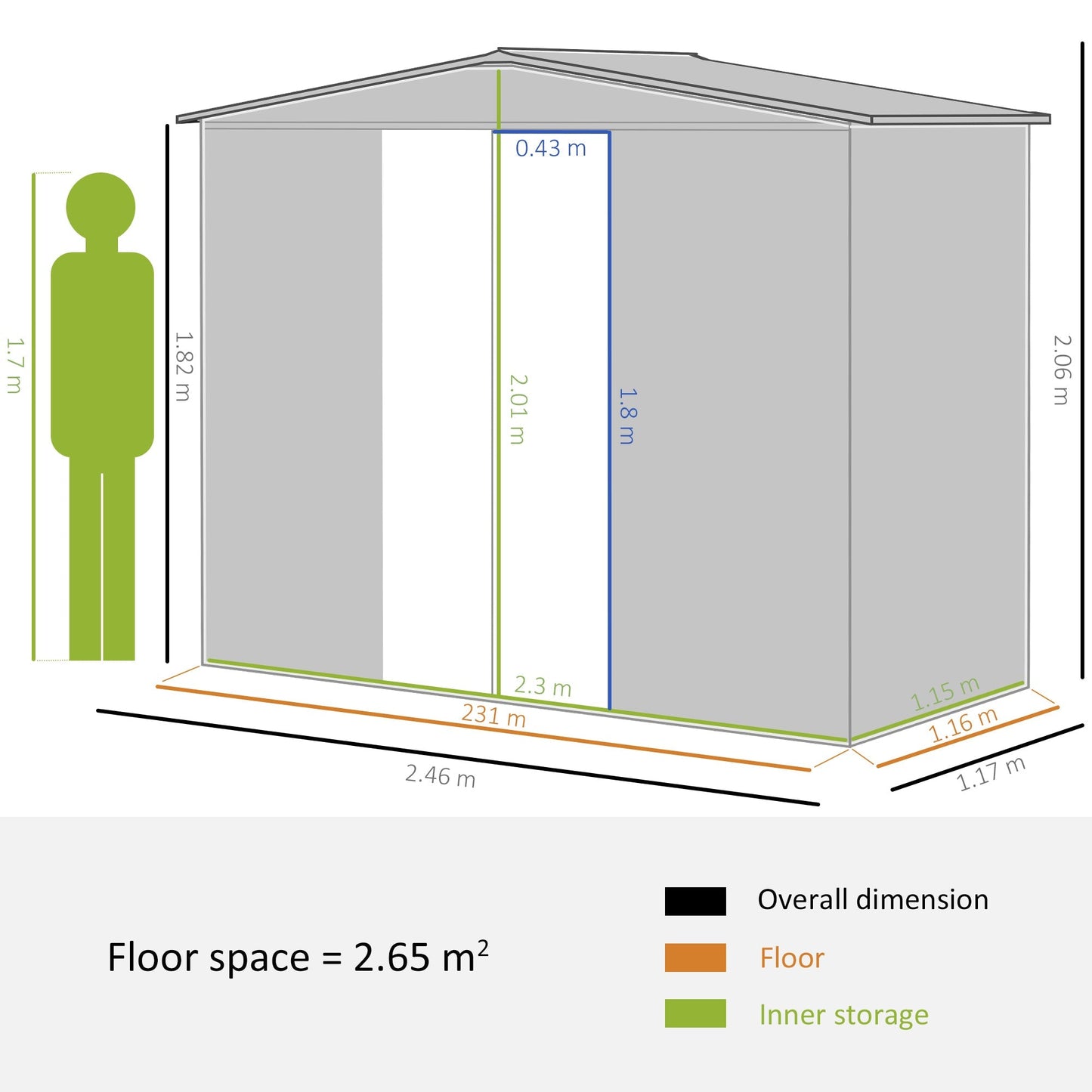 Galvanised 8 x 4' Double Door Apex Garden Shed Lockable Steel Green by Steadfast