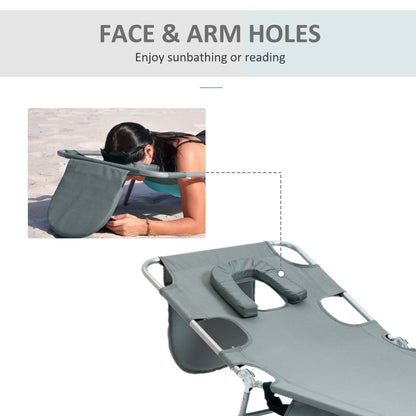 Foldable Sun Lounger with Reading Hole