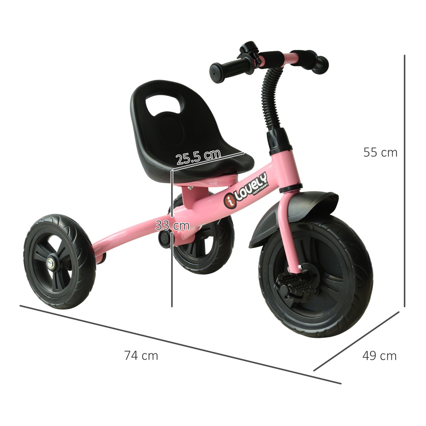 Toddler Three Wheel Plastic Tricycle Bike Pink