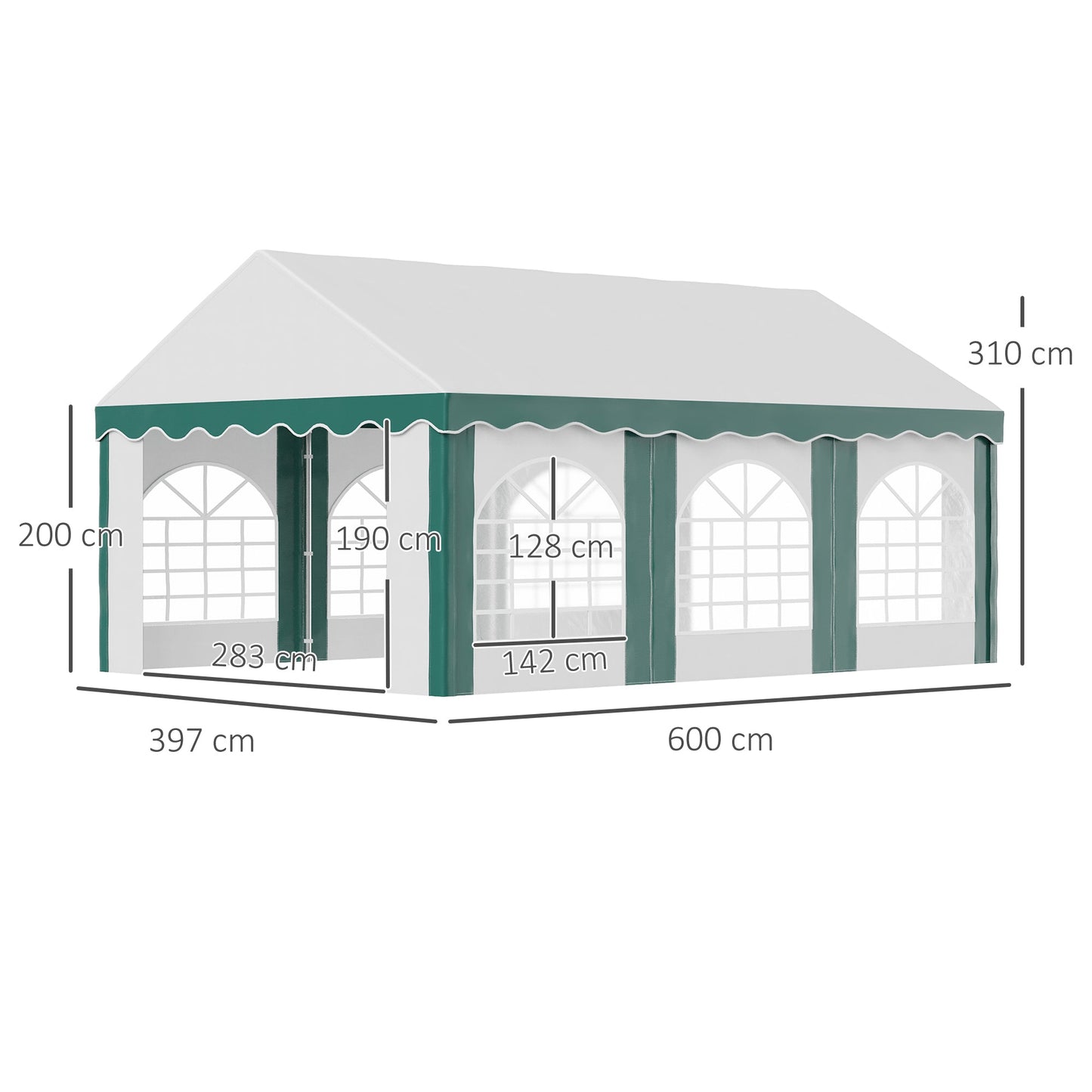 6 x 4m Garden Gazebo with Sides