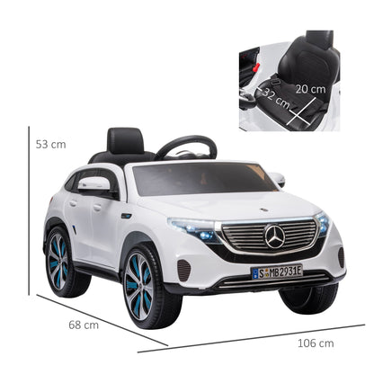 Compatible 12V Battery-powered 2 Motors Kids Electric Ride On Car Toy with Parental Remote Control Music Lights Bluetooth Suspension Wheels for 3-5 Years Old White