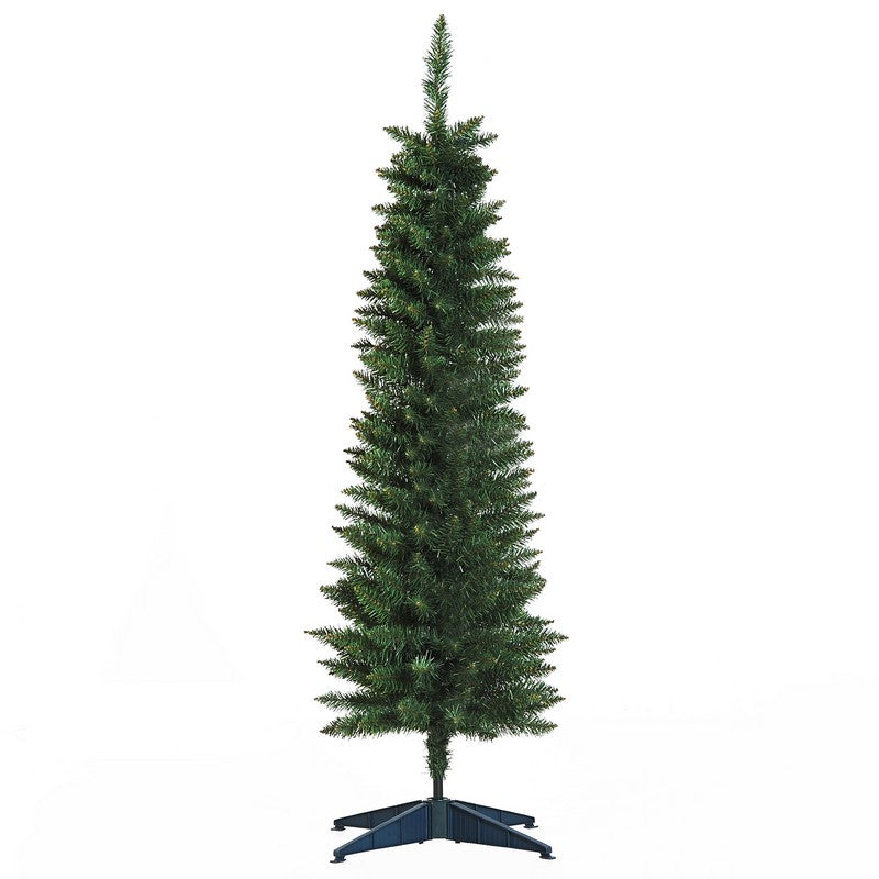 5 Foot Artificial Pine Pencil Slim Tall Christmas Tree with 294 Branch Tips Xmas Holiday Décor with Stand Green