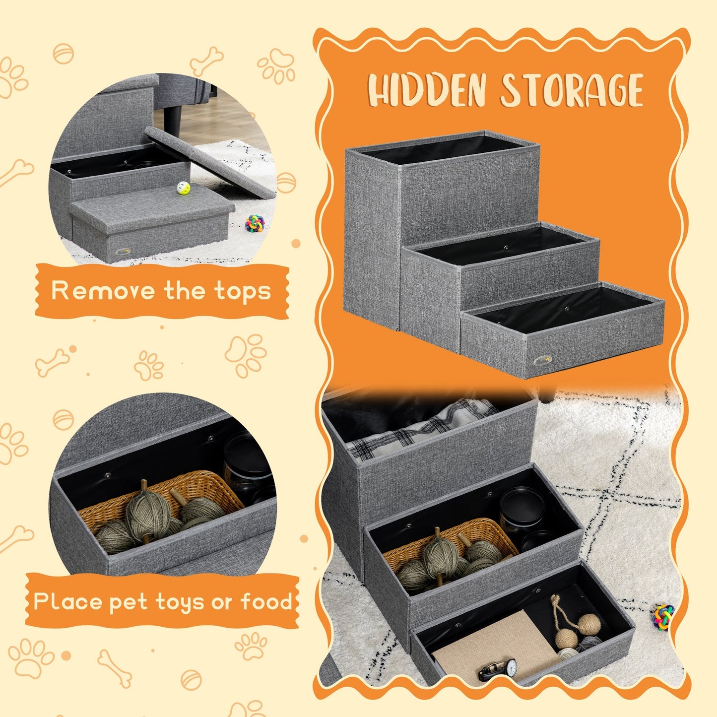 PawHut Cat Stairs with Storage Boxes