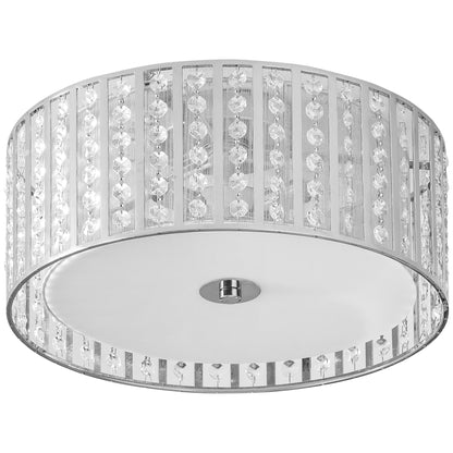 Modern K9 Crystal Chandelier Ceiling Light with Double Layer Lampshade