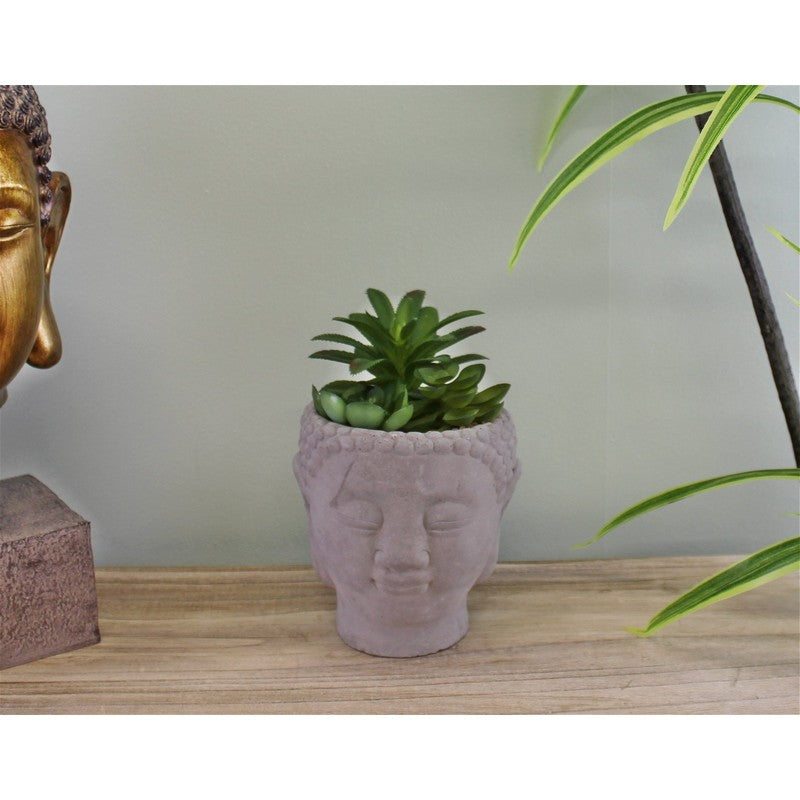 Scarthingwell Buddha Faux Succulent Cement Grey - 17cm