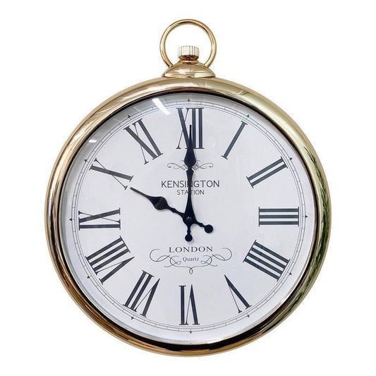 Scarthingwell Pocket Watch Clock Metal Gold Wall Mounted Battery Powered - 36cm