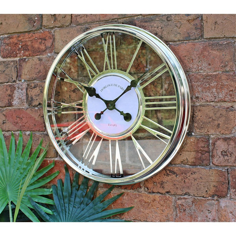 Scarthingwell Clock Metal Silver Wall Mounted Battery Powered - 45cm