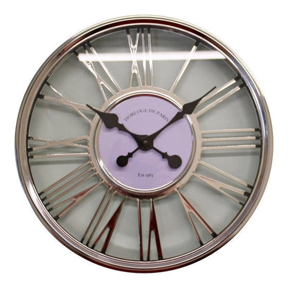 Scarthingwell Clock Metal Silver Wall Mounted Battery Powered - 45cm