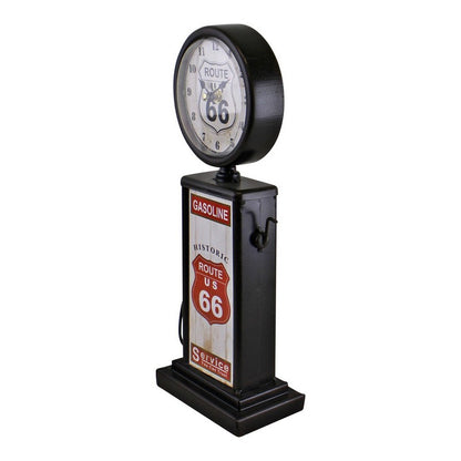 Scarthingwell Retro Gas Pump Clock Metal Black & White Battery Powered - 34cm