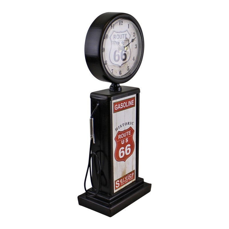 Scarthingwell Retro Gas Pump Clock Metal Black & White Battery Powered - 34cm