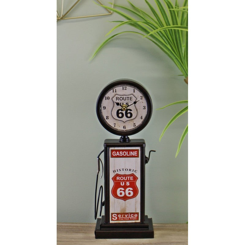 Scarthingwell Retro Gas Pump Clock Metal Black & White Battery Powered - 34cm