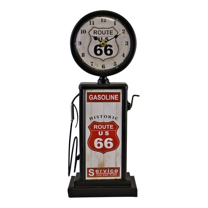 Scarthingwell Retro Gas Pump Clock Metal Black & White Battery Powered - 34cm