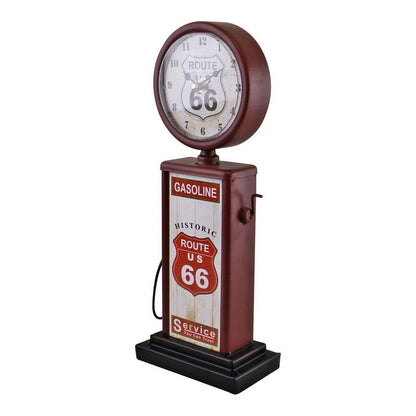 Retro Gas Pump Clock Metal Red & White Battery Powered - 34cm