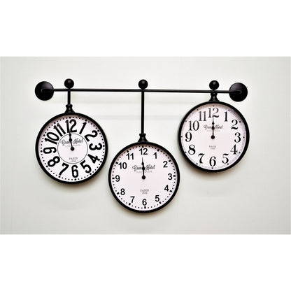 Scarthingwell 3x Clock Metal Black & White Wall Mounted Battery Powered - 79.4cm