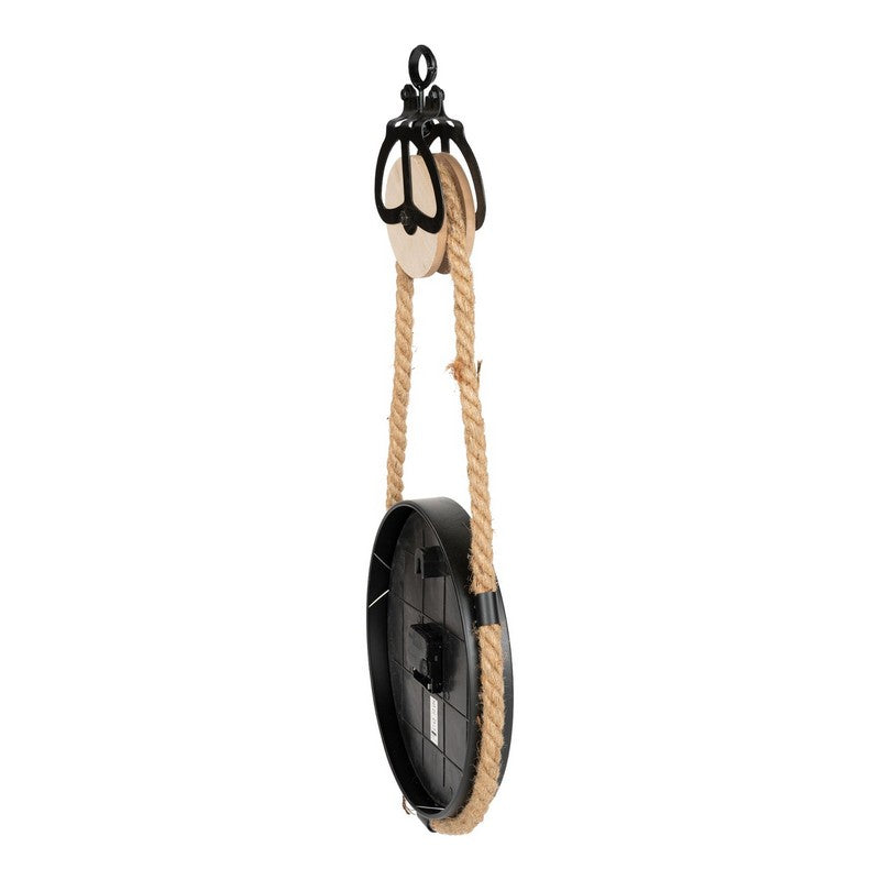 Scarthingwell Rope Pulley Clock Wood Hanging Battery Powered - 74cm