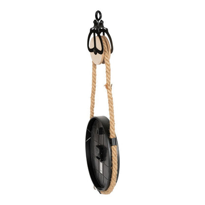 Scarthingwell Rope Pulley Clock Wood Hanging Battery Powered - 74cm