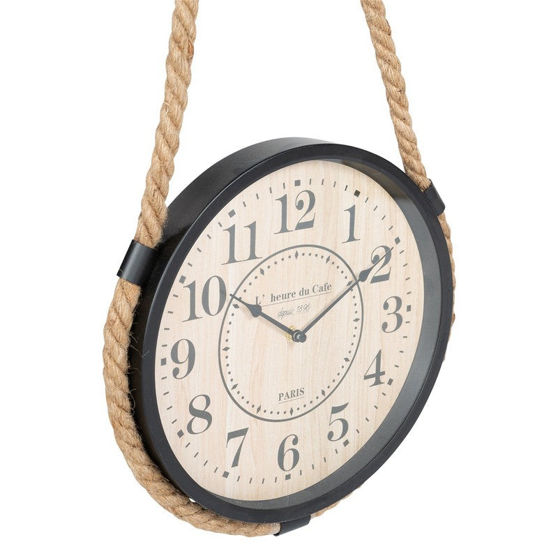 Scarthingwell Rope Pulley Clock Wood Hanging Battery Powered - 74cm