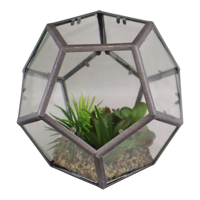 Scarthingwell Hexagonal Faux Succulent Glass & Metal - 23cm