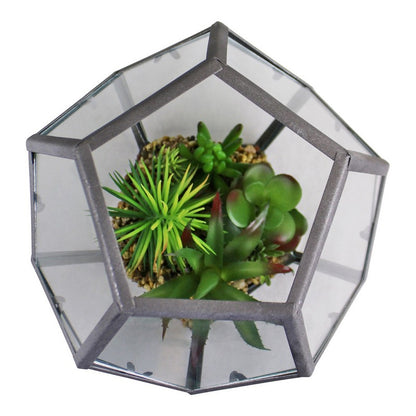 Scarthingwell Hexagonal Faux Succulent Glass & Metal - 23cm