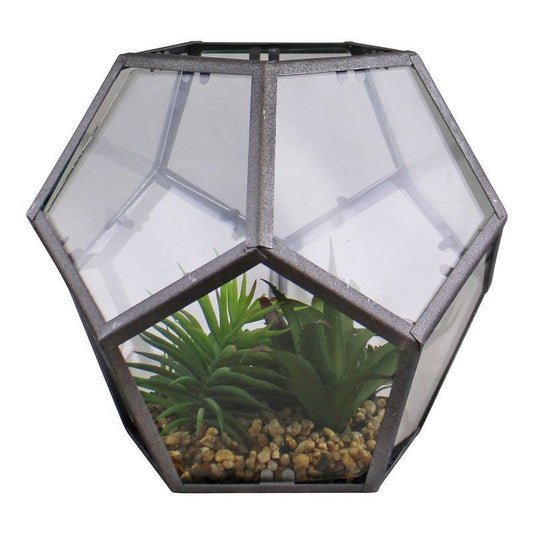 Scarthingwell Hexagonal Faux Succulent Glass & Metal - 23cm