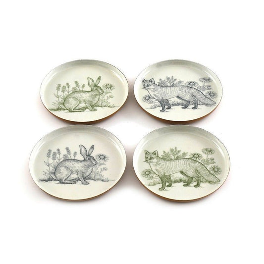 Scarthingwell 4x Woodland Animals Coaster Metal - 11cm