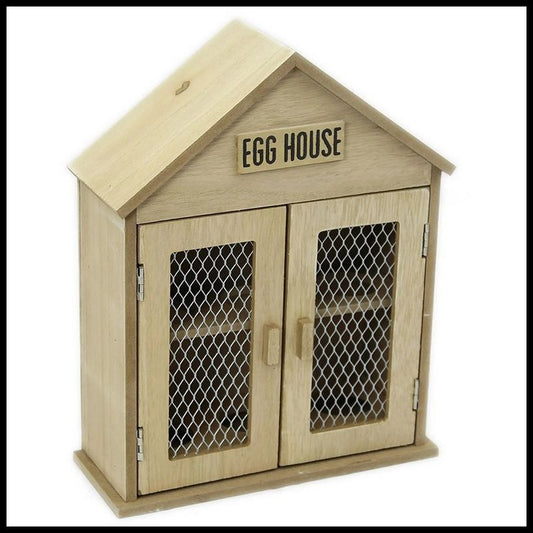 Geko Wood Egg House Door Lid 2 Compartments 25cm - Natural