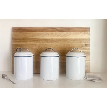 Geko 3 x Metal Jars 1.77 Litres - White