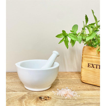 Scarthingwell Pestle & Mortar Stoneware White - 14.5cm