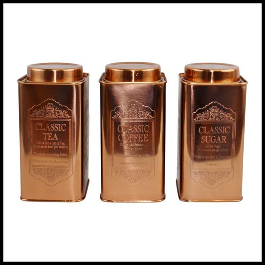 Geko 3 x Metal Tins Twist Lid 5.7 Litres - Copper