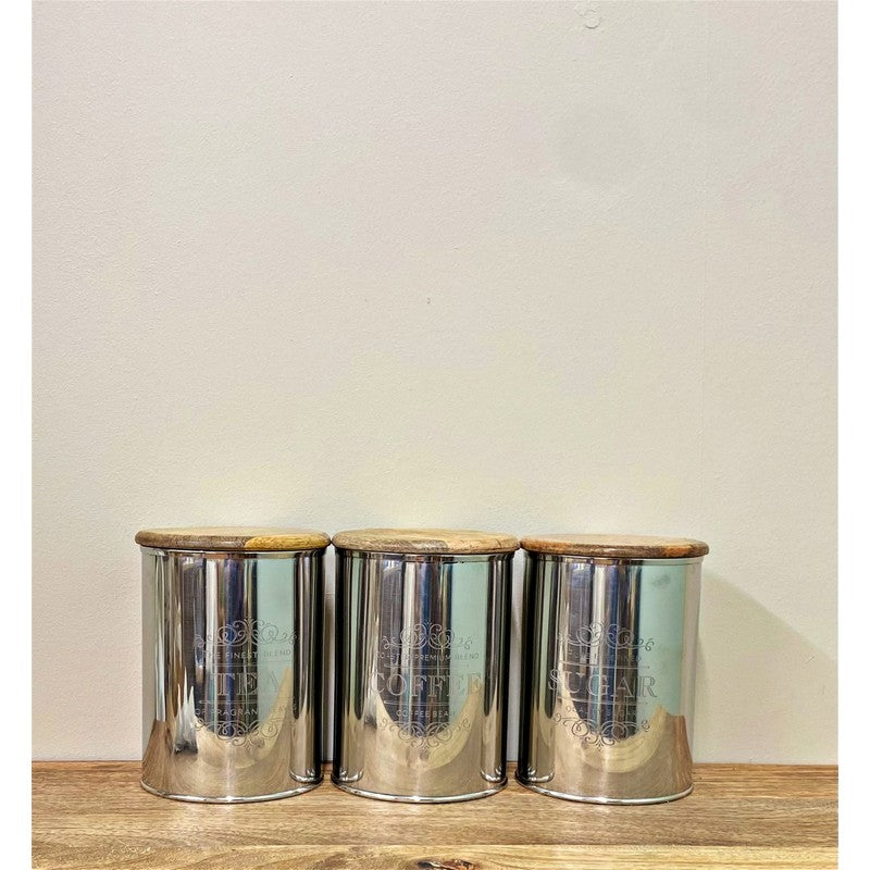 Geko 3 x Metal Tins 17cm - Silver