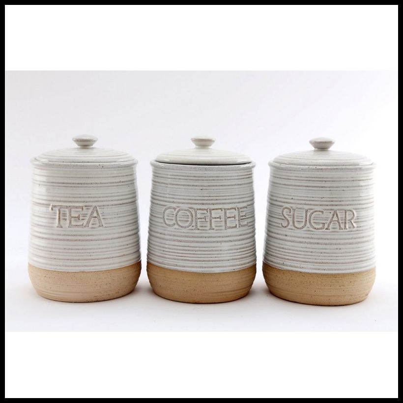 Geko 3 x Ceramic Jars 18.5cm - White