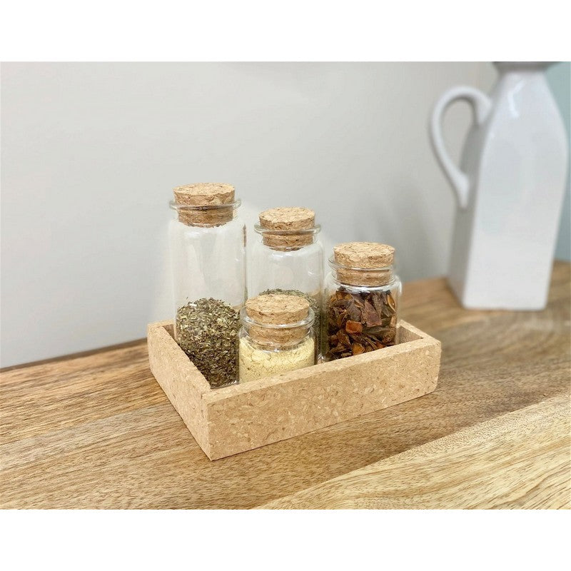 Geko 4 x Glass Jars Cork Lid - Clear