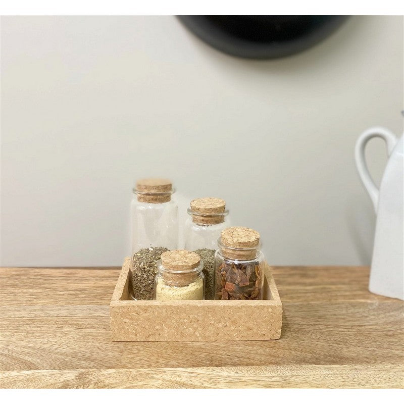 Geko 4 x Glass Jars Cork Lid - Clear