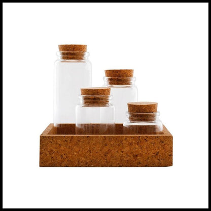 Geko 4 x Glass Jars Cork Lid - Clear