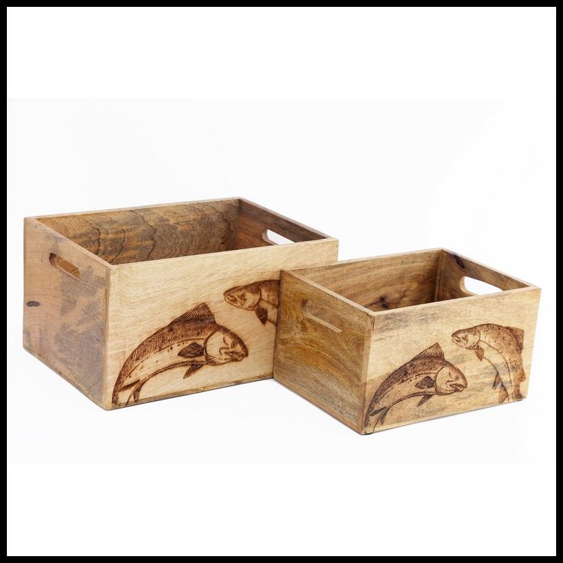 Geko 2 x Salmon Wood Crates - Natural