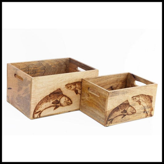 Geko 2 x Salmon Wood Crates - Natural