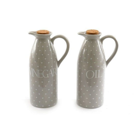 Scarthingwell 2x Jug Ceramic Grey with Heart Pattern - 20.5cm