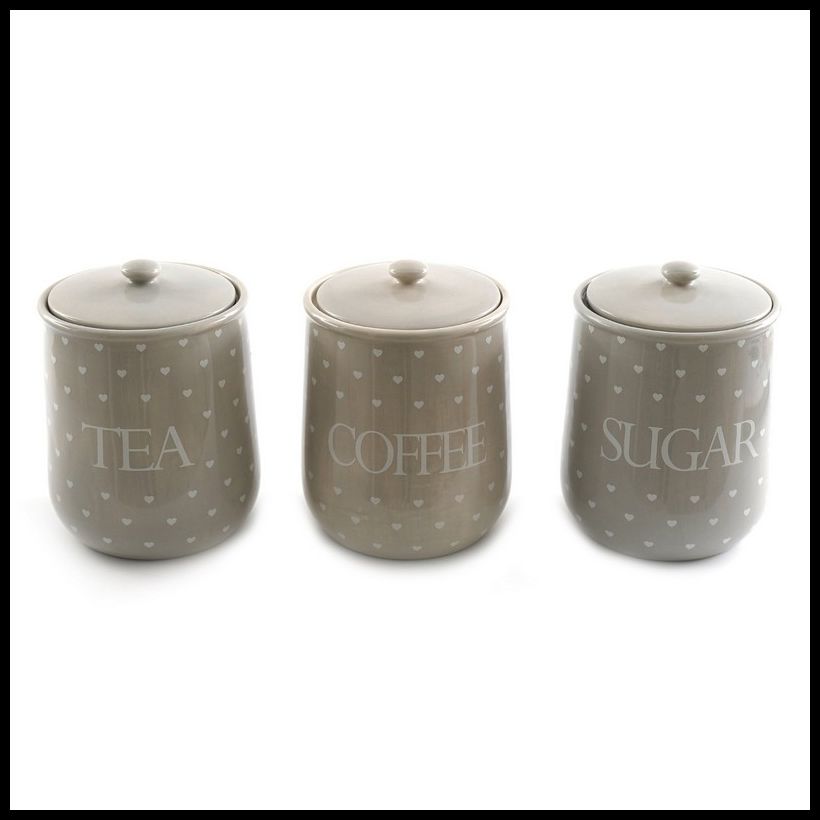 Geko 3 x Ceramic Jars 12.5cm - Grey