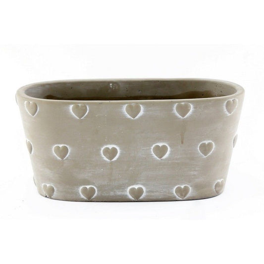 Scarthingwell Planter Stoneware Grey with Heart Pattern - 25cm