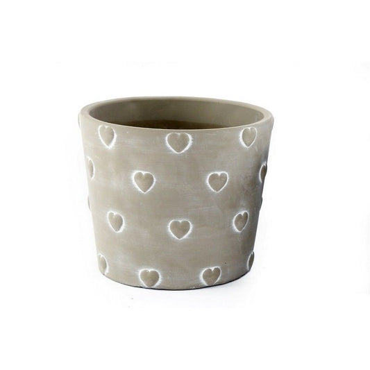 Scarthingwell Planter Stoneware Grey with Heart Pattern - 16cm