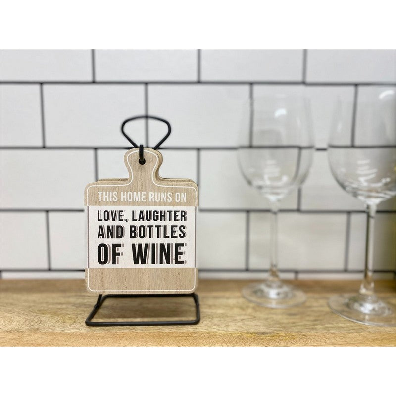 Scarthingwell 6x Coaster Metal & Wood with Wine Slogans Pattern - 13cm