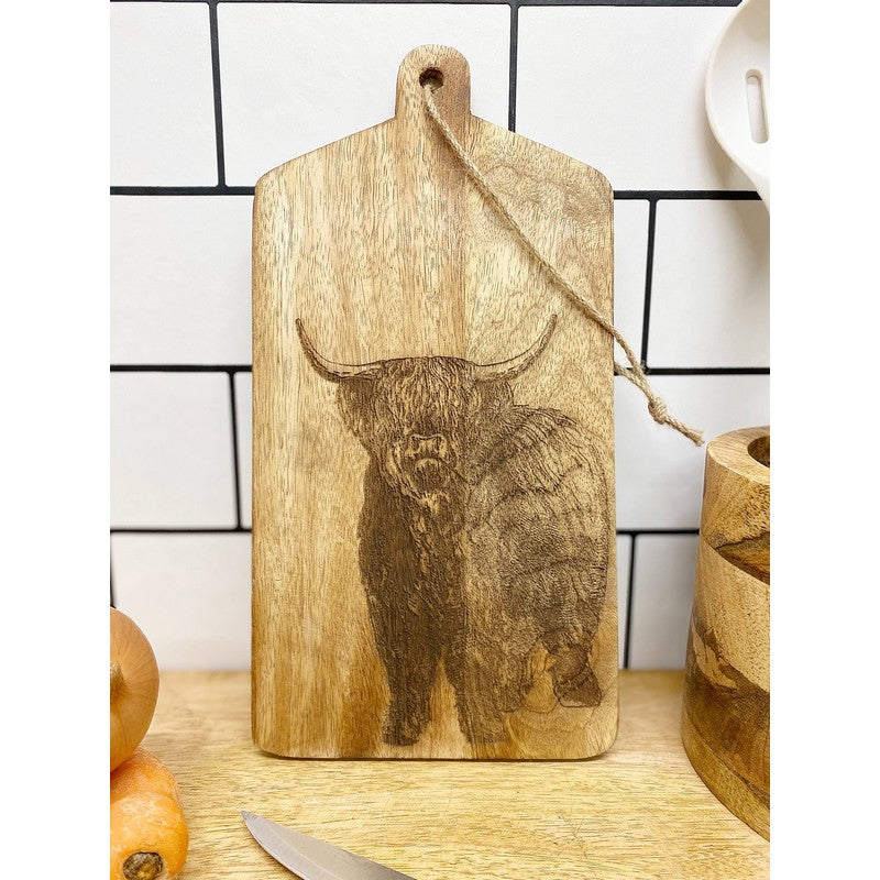 Chopping Board Wood with Cow Pattern - 30cm