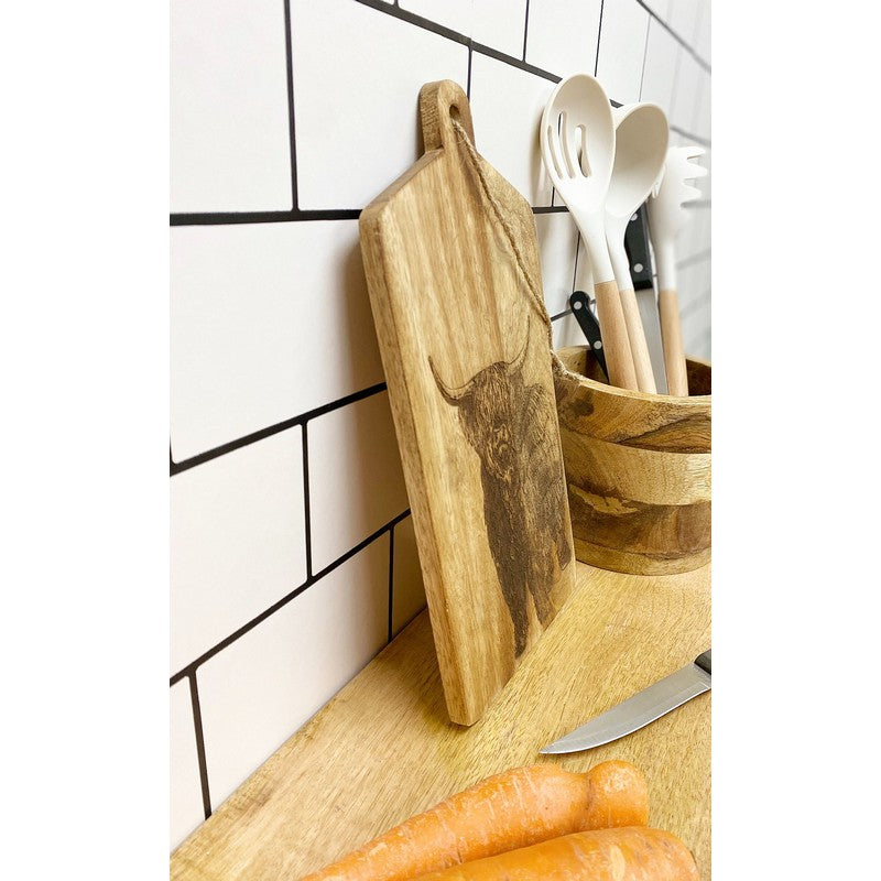 Chopping Board Wood with Cow Pattern - 30cm