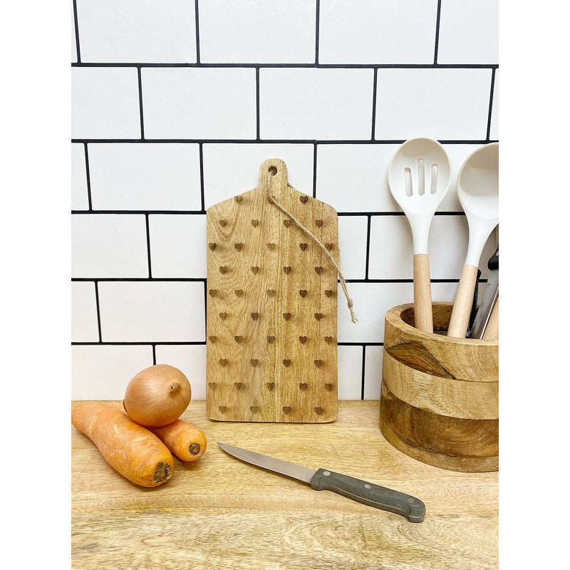 Scarthingwell Chopping Board Wood with Heart Pattern - 30cm